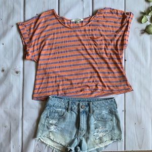Forever 21 Purple & Pink Striped Top